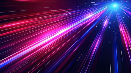 Fototapeta premium Abstract background of colorful light trails on dark blue and red colors with a speed effect for design, banner or poster. Vector illustration,