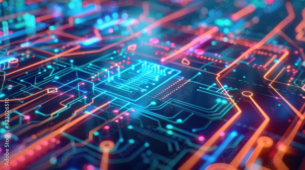 Poster network slicing technology visualized in a 5g network, efficient and customizable.