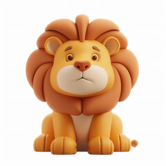 Obraz premium 3d render icon of lion cartoon plastic 3d clay isolated
