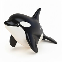 Fototapeta premium 3d render icon of orca cartoon plastic 3d clay isolated