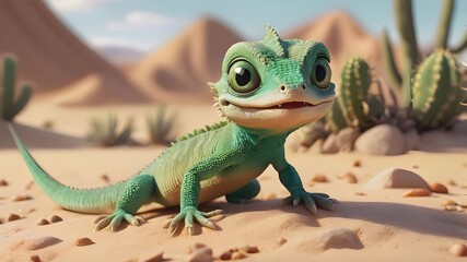 Obraz premium green lizard on a tree