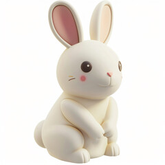 Fototapeta premium 3d render icon of Rabbit cartoon plastic 3d clay isolated