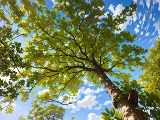 The beauty of the shady and green forest trees that are rich in oxygen