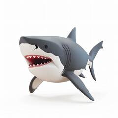 3d render icon of shark cartoon plastic 3d clay isolated