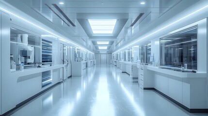 Precision Molecular Diagnostics and Genetic Sequencing in a Futuristic Medical Workspace