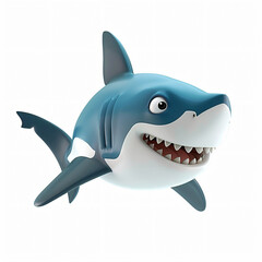 3d render icon of shark cartoon plastic 3d clay isolated