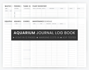 Aquarium Journal Log Book for Tracking Water Fish Tank Quality Maintenance and Fish Health, Printable Goodnotes Logbook