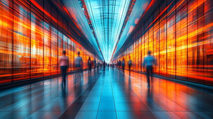 Dynamic abstract motion blur image featuring business people in a bustling crowd, symbolizing the fast-paced and often overwhelming nature of modern professional environments