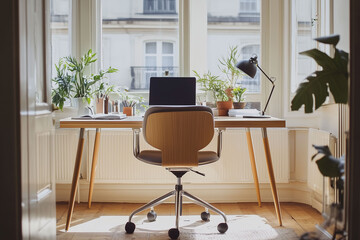 Modern Minimalist Office Interior with Simple Workspace