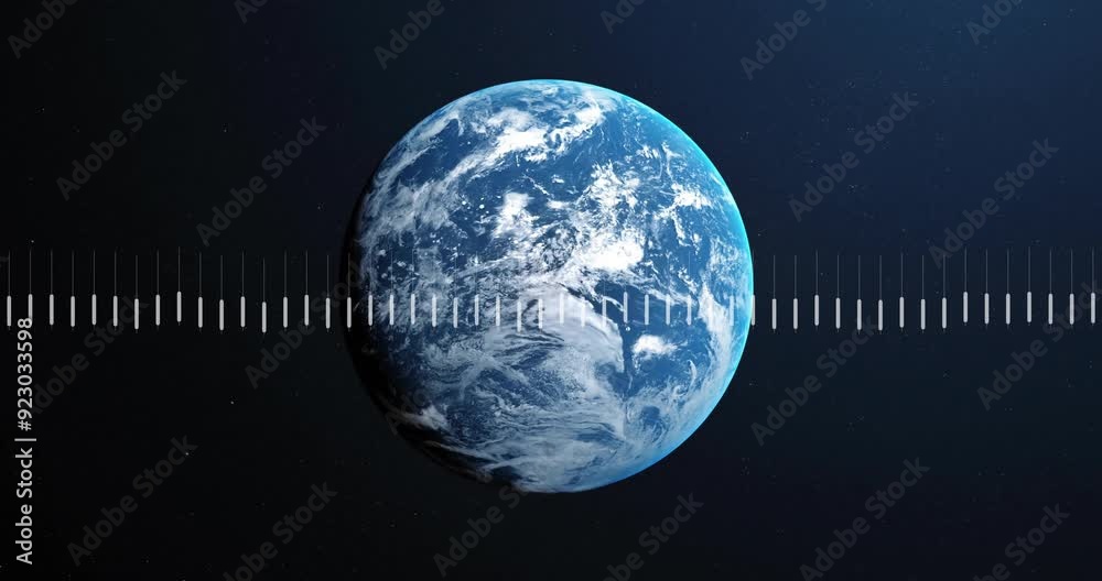 Canvas Prints rotating earth with sound wave animation over space background