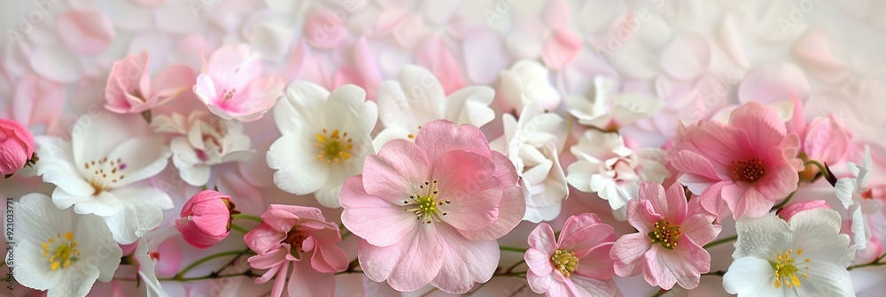 Wall mural delicate pink and white flower bouquet