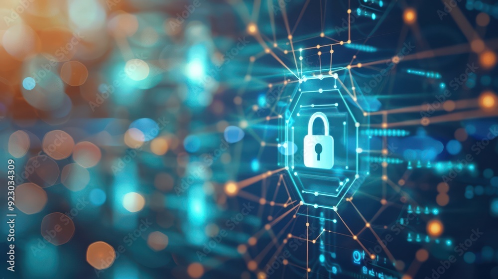 Poster secure network diagram with encrypted connections, secure networks, encryption