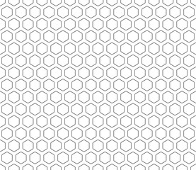 Abstract background with geometric mosaic shapes. Rounded hexagons mosaic cells with padding. Hexagon cells. Seamless tileable vector illustration.