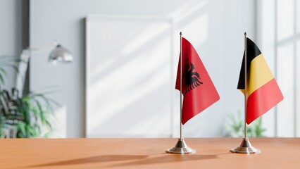 FLAGS OF ALBANIA AND CHAD ON TABLE