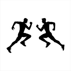 Two male runner silhouette vector illustration design on white background.