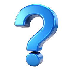 Blue question mark symbol 3d isolated on transparent background