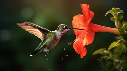 Obraz premium Hummingbird Feeding on a Flower