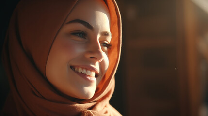 Close-Up of Smiling Woman in Hijab