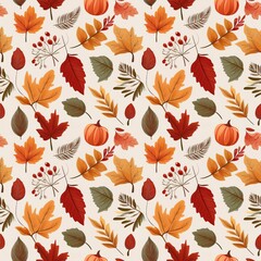 Obraz premium Seamless Background With Autumn Leaves