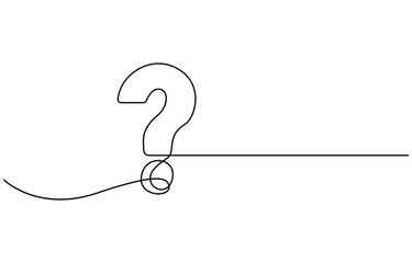 One continuous drawing of a question mark, Question mark one line art, hand drawn asking sign, Question Mark continuous line one line drawing isolated vector illustration