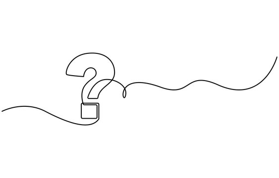 recommend clip art: One continuous drawing of a question mark, Question mark one line art, hand drawn asking sign, Question Mark continuous line one line drawing isolated vector illustration