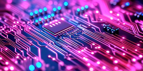  Futuristic AI Circuit with Neon Lighting