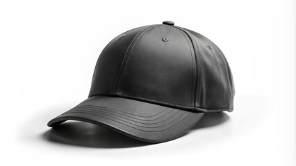 Fototapeta premium Black baseball cap mockup front view on a white background, hat, cap, headwear, fashion, accessory, baseball, blank, template