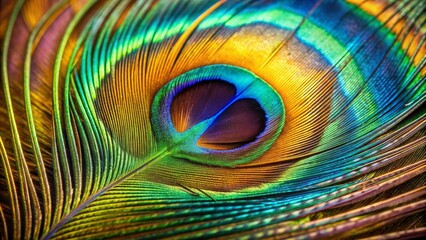 Obraz premium Close up image of vibrant peacock feather for background, peacock, feather, close up, colorful, exotic, bird, texture