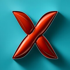 3D letter 'X' with a bold, glossy finish in a vibrant black solid background Generative by Ai