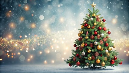 Obraz premium Christmas background featuring a beautifully decorated Christmas tree , holiday, festive, celebration, decoration, winter, season
