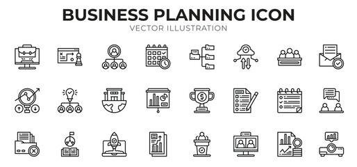 Business Planning icon pack for your website design, logo, app, UI. Business Planning icon outline design. Vector graphics illustration and editable stroke.