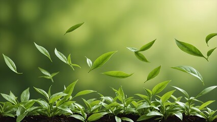 green leaves background. fresh green leaves growing in natural environments with soft focus backgrounds. the leaves are vibrant and lush, nature-inspired designs, wallpapers, and environmental designs