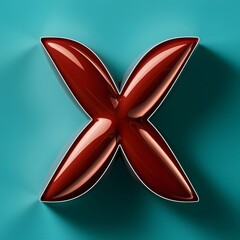 3D letter 'X' with a bold, glossy finish in a vibrant black solid background Generative by Ai
