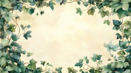 Tranquil Ivy Frame in Watercolor Style - Capturing Natural Simplicity with Twisting Vines