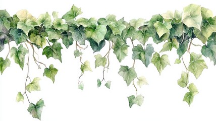 Serene Ivy Frame with Twisting Vines in Watercolor Style - A Tribute to Natural Simplicity