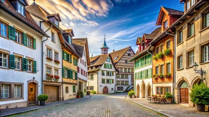 Medieval streets and old houses in the center of Eglisau, Switzerland, medieval, town, Swiss, streets