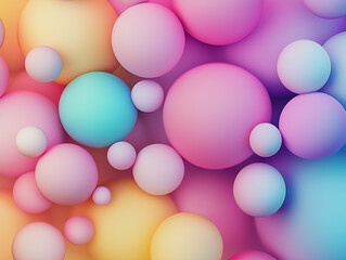a gradient background with 3D pastel orbs gradually changing in size and color,