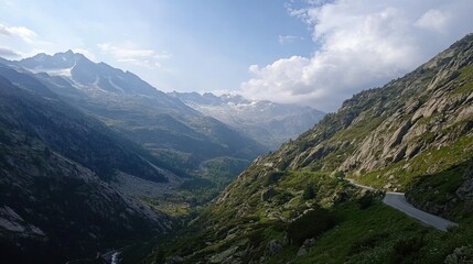 Naklejka premium Mountainous Landscape with Winding Road
