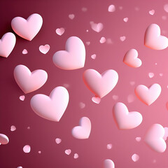 delicate light pink hearts on dark pink background, romantic atmosphere for congratulations