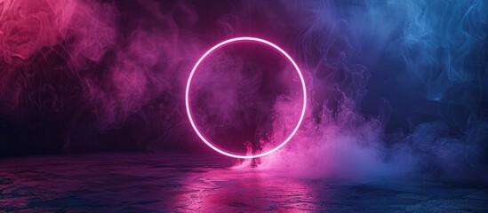 Obraz premium Neon Circle in a Smoky Background