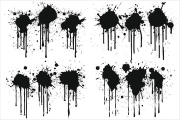 Set of abstract black ink splashes, Black ink splashes and drops silhouettes, Set of paint brush vector, Abstract ink splash set, Set of paint splashes, Set of lnk blots