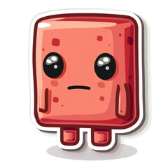 Fototapeta premium A cute, cartoonish character resembling a block with large eyes and a sad expression.
