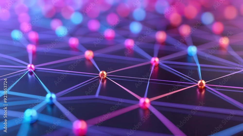 Poster network diagram showing key points of internet information, internet points information, data flow m