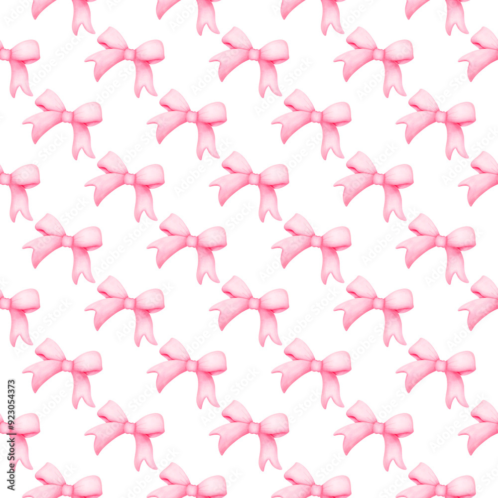 Wall mural cute seamless pattern pink bow ribbon wallpaper background