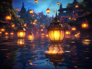 Awesome Fantasy style lantern for islamic ramadan celebration