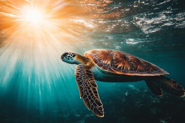 Obraz premium turtle swimming in the sea