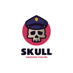 Vector Logo Illustration Skull Police Simple Mascot Style.