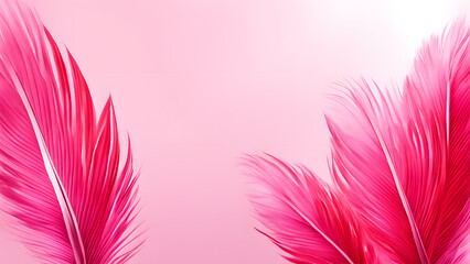 Naklejka premium pink feathers are lined up against a pink background