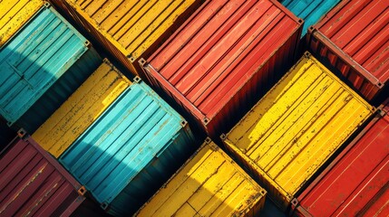 Fototapeta premium Shipping transport containers folded in asymmetrical pattern 