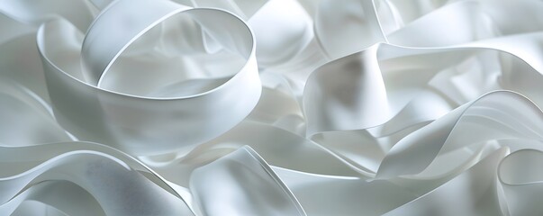 Abstract White Curved Shapes Intertwining